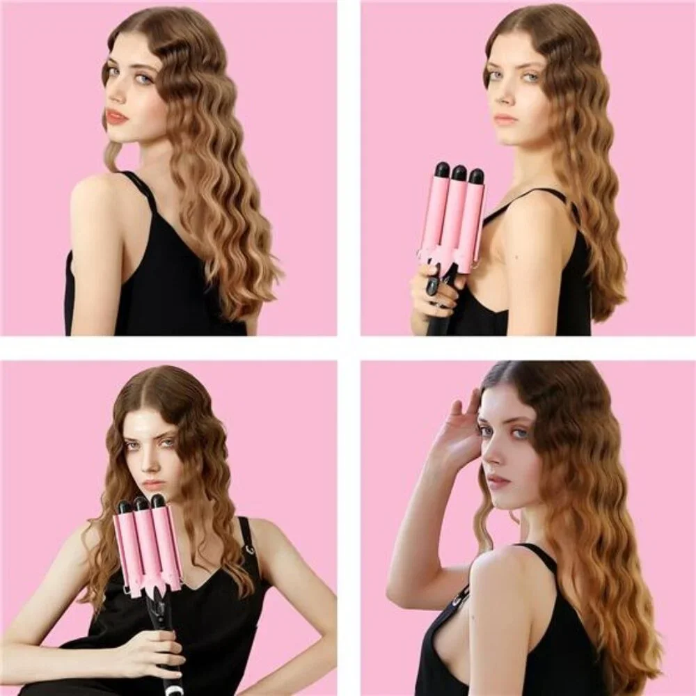 3 Barrel Curling Iron Hair Crimper: Birthday Gifts for Women Aleath Dual Voltage - Picture 4 of 7